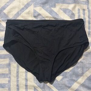 Black Textured Bikini Bottoms Swim